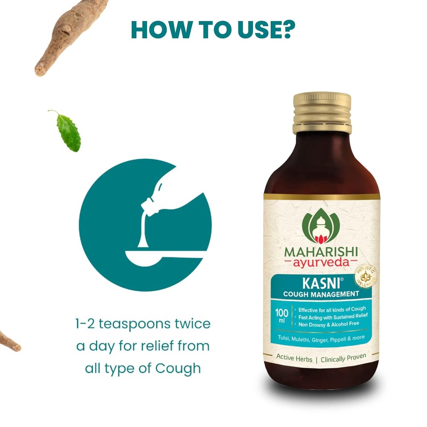 Zephivo Maharishi Ayurveda Kasni Cough Syrup with Kanth Sudha | Ayurvedic Cough Syrup | For All Types Of Cough & Chronic Cough | Non-Drowsy | Non- Habit Forming| Non-alcoholic
