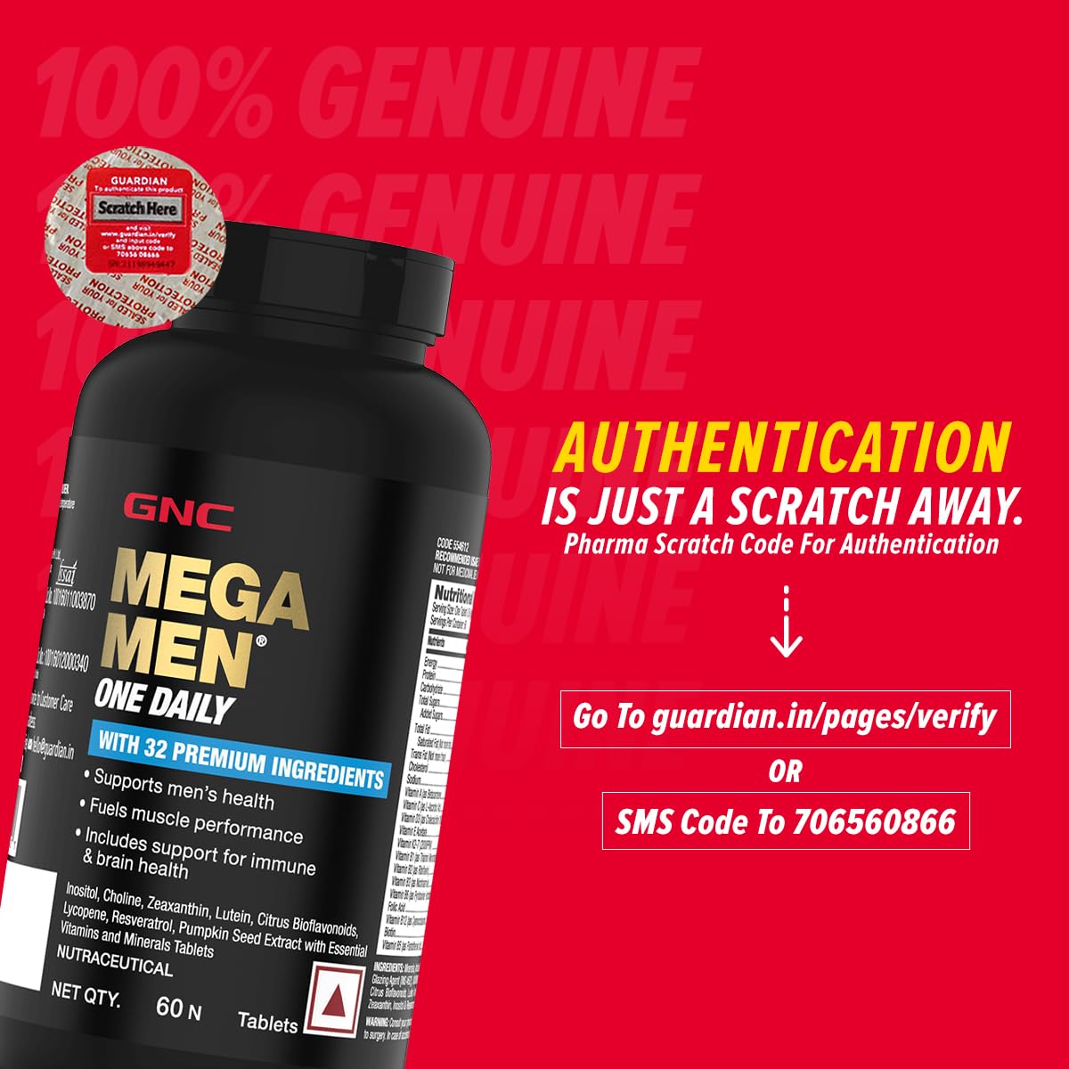 Zephivo GNC Mega Men One Daily Multivitamin | 60 Tablets | 32 Premium Ingredients | Promotes Men's Well-Being | Supports Muscle Function | Boosts Immunity | Improves Memory & Focus | Formulated In USA