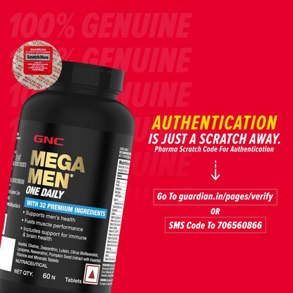 Zephivo GNC Mega Men One Daily Multivitamin | 60 Tablets | 32 Premium Ingredients | Promotes Men's Well-Being | Supports Muscle Function | Boosts Immunity | Improves Memory & Focus | Formulated In USA