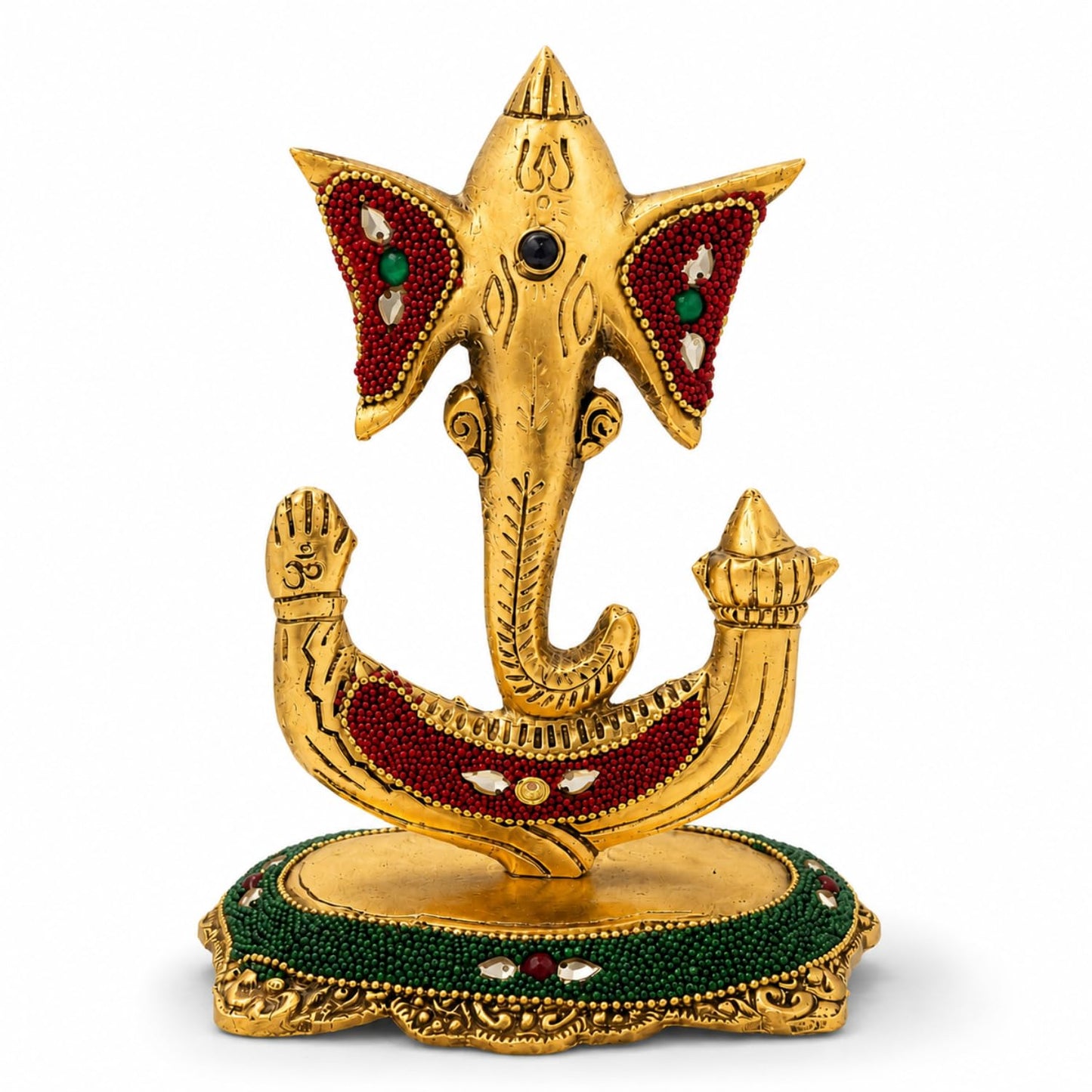 Kalakriti Decorative Lord Trishul Ganesha Idol for Home Decor – Golden Metal Finish Ganpati Murti for Pooja Room, Office & Gift Purpose