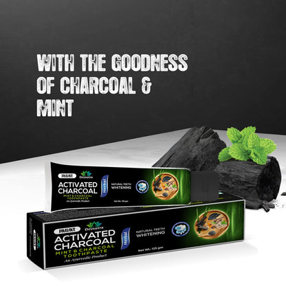 Jagat Devsutra Dr. Trusted Ayurvedic HERBAL Activated Charcoal Toothpaste for Teeth Whitening - 100% Natural Formula with Mint Flavour, No Fluoride & Artificial Colours - Pack of 2 (125g x 2)