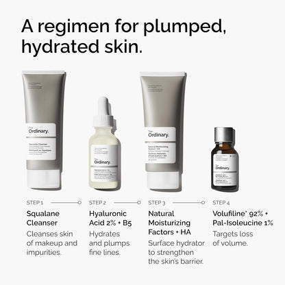 Set of skincare products with labels and step descriptions on a white background