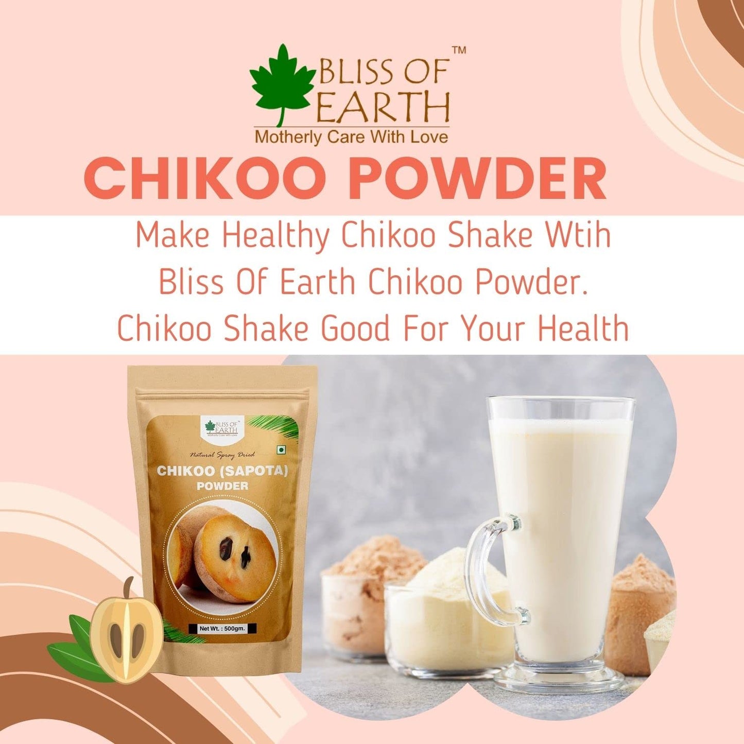 Bliss of Earth 1kg Chikoo (Sapota) Powder Natural Spray Dried