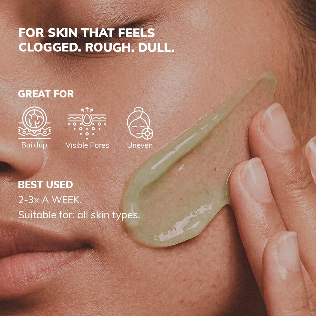 CLAYCO Matcha Enzyme Scrub with AHA & BHA | Gentle Exfoliating Green Tea Scrub for Dead Skin Removal, Blackheads & Pore Cleansing (45g)