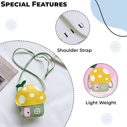 BEMBIKA Kids Sling Bag – Trendy Mini Crossbody Sling Backpack for Boys & Girls, Colorful PU Shoulder Bag -(1–5 Years | Yellow Flower Design)
