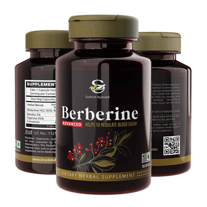 Berberine Advanced 500mg Capsules for Glucose Balance, Optimal Metabolism & Weight Management – Plant-Based Formula with Banaba, Piperine & Cinnamon Extracts [Vegan Friendly] (Pack of 1 - 60 Capsules Each)