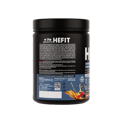 Growfit Hefit 100% Natural Plant Protein Powder 400g | 12g Protein - Pea Isolate | Easy to Digest | Meal Supplements for Muscle Growth & Recovery | 50+ Organic Herbs | No Added Sugar (Coffee Berry)
