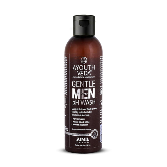 Ayouthveda Gentlemen PH Wash | Intimate Hygiene Wash For Men | PH Balancing Formula, Prevents Dryness, Itchiness & Bad Odor | Enriched With Aloe Vera, Haridra & Ashwagandha (Pack Of 1-180ml)