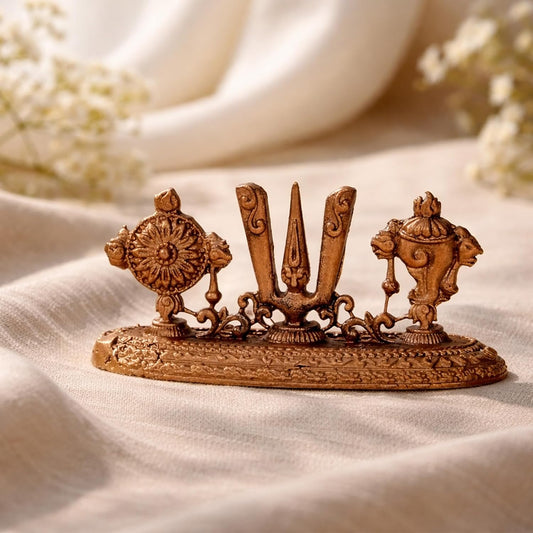 Pure Copper Shanku Chakra Nama Murti | Handcrafted Copper Idol for Pooja Room, Vastu Decor | Traditional & Auspicious Religious Hindu God Showpiece & Gift Item | 50gm (3.5x7.5 cm)