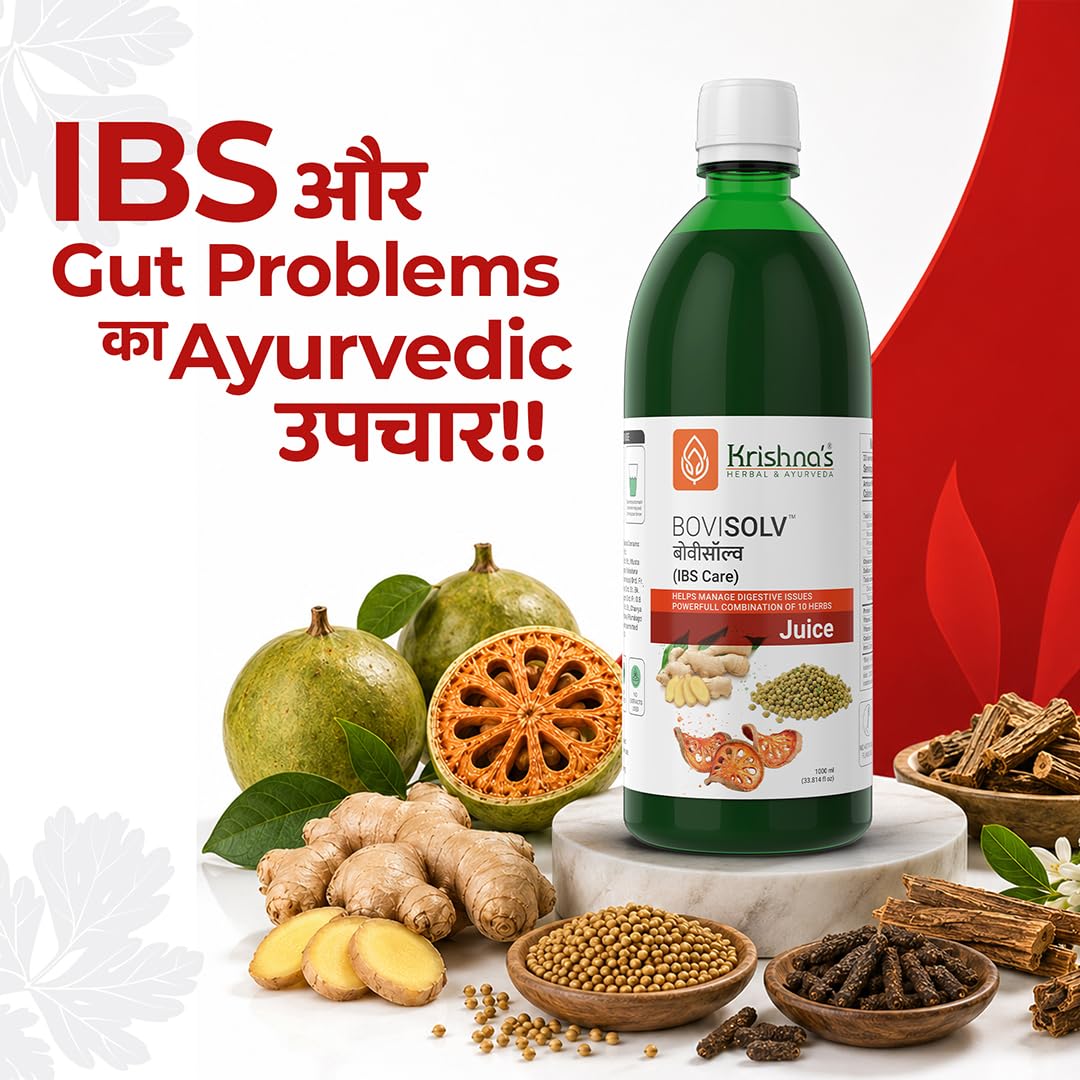 Krishna’s Bovisolv Juice 1000 ml | IBS-Friendly | Digestive Wellness Drink | Ayurvedic Liquid for Sensitive Gut Lifestyle