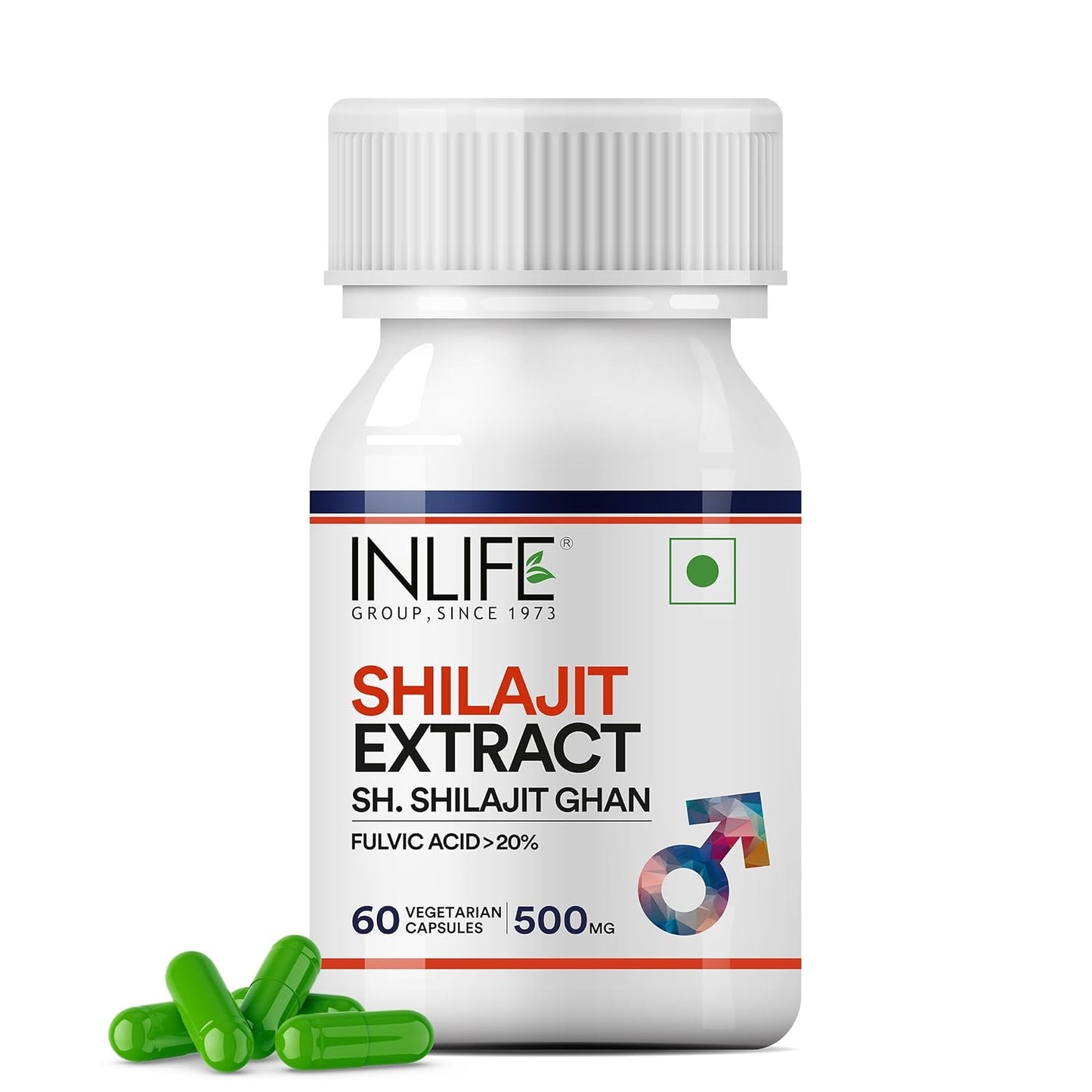 INLIFE Pure Shilajit Extract Supplement for Men | Strength and Stamina, 500mg - 60 Vegetarian Capsules