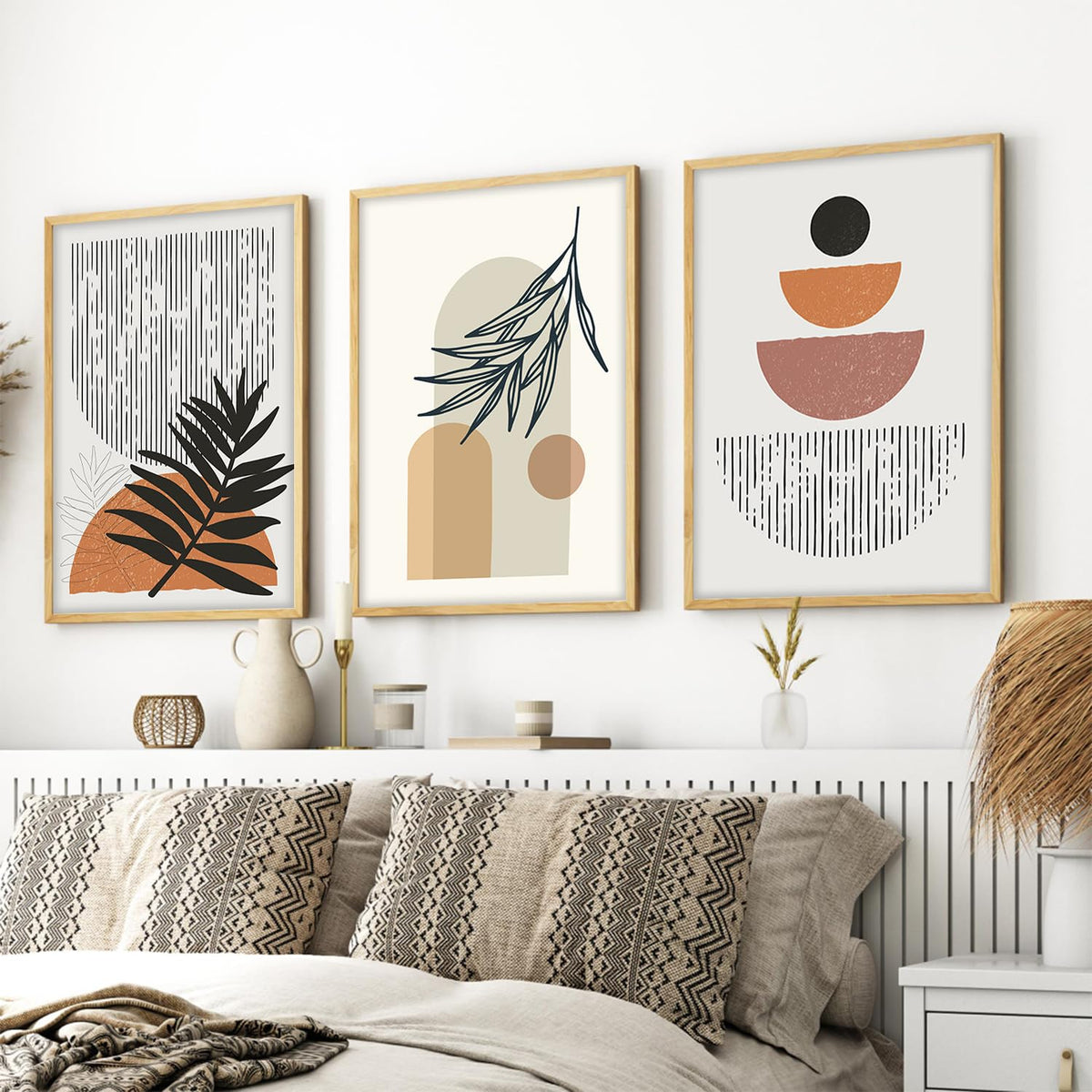 Boho Painting for Wall Decoration - Modern Art Wall Decor Framed Painting for Living Room Bedroom - Framed Wall Posters/Paintings with Frame (Boho 1, 13x19 inch)