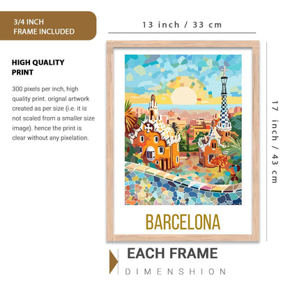 Decorative Travel poster With Frame Wall Art Home Decor Painting For Living Room Office Hotel Wall Decor Digital Reprint Set of 3 (13X17 inch)