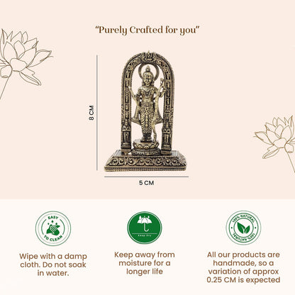 Ram Lala Brass Statue | Handcrafted Lord Ram Idol for Mandir and Temple Decor | Housewarming and Wedding Gift (Design01: L5 x W4 x H8 cm)