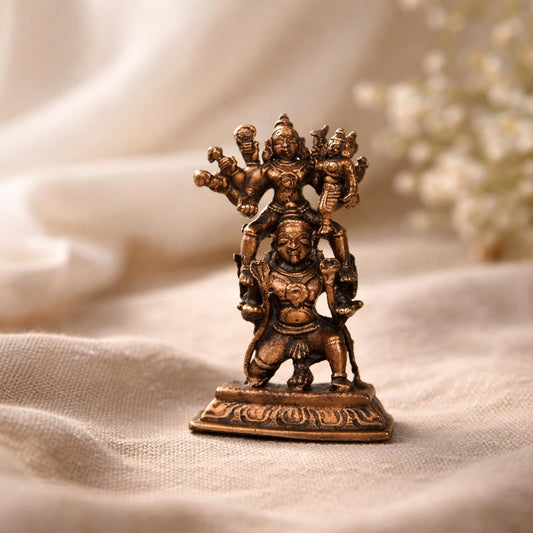 Pure Copper Garuda Vishnu Lakshmi (Laxmi) Murti | Handcrafted Copper Idol for Pooja Room, Vastu Decor | Traditional & Auspicious Religious Hindu God Showpiece & Gift Item | 56gm (6x4 cm)