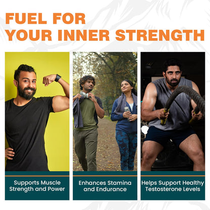 Advertisement for a product or supplement with images of people exercising and text about its benefits.