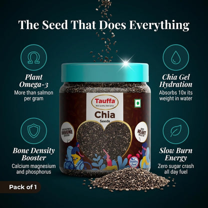 Tauffa Chia Seeds 250g | Natural Superfood Seeds | Rich in Fiber, Protein & Omega-3 | Healthy Weight Management & Energy Support | Vegan & Gluten Free