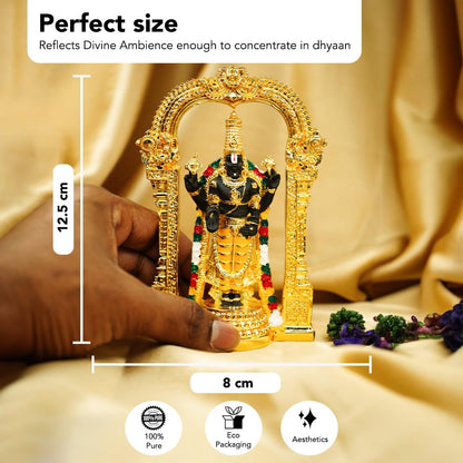 Tirupati Balaji Idol (Size: 12.5 cm) | Lord Venkateswara Idol for Car Dashboard, Pooja Room, Home Decor & Office Desk | Venkateshwara Swamy Murti | Perumal Statue | God Idols for Gifting