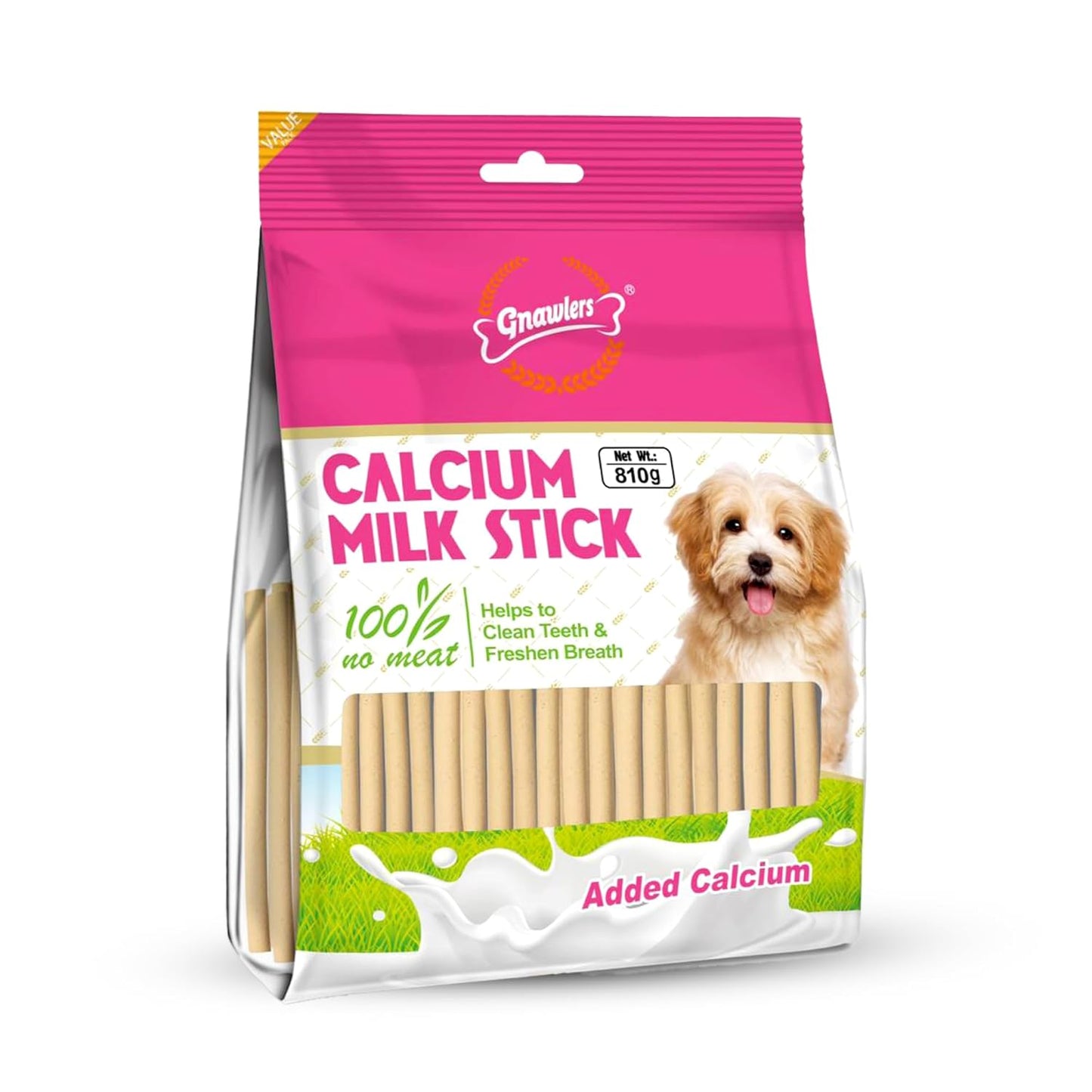 Gnawlers All Life Stages Calcium Milk Stick Dog Treat, Brown, 810g Exclusively By DogsNCats
