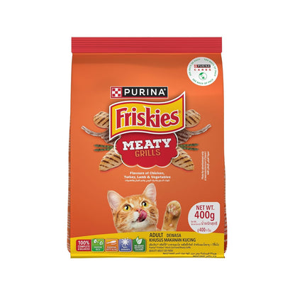 Purina Friskies Meat & Vegetable, Dry Food for Adult Cats, 400g Pack | With Meat & Vegetable, 100% Complete & Balanced, Quality Protein for Strong Muscles, Calcium & Vitamin D, Omega 6 & Zinc