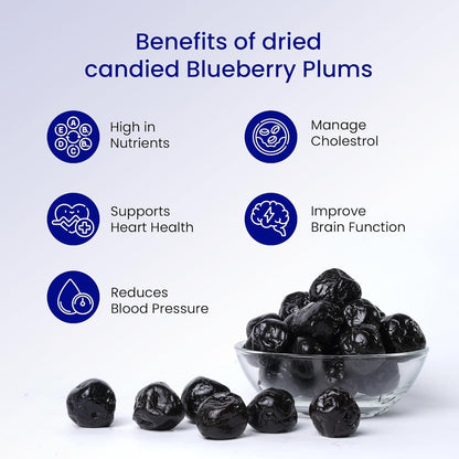 FreshoCartz Organic Dried Blueberry Plum 250g | | High in Antioxidants & Fiber | Healthy Snack | Blueberry Dried Superfood | Premium Dry Fruit