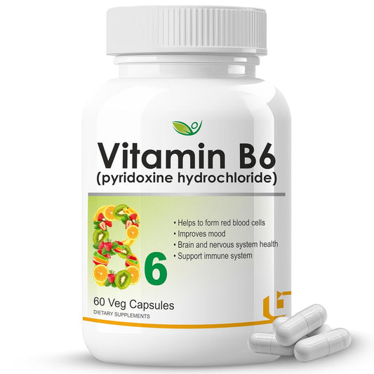 Biotrex Nutraceuticals Vitamin B6 (Pyridoxine Hydrochloride) Supplement | 60 Veg Capsules