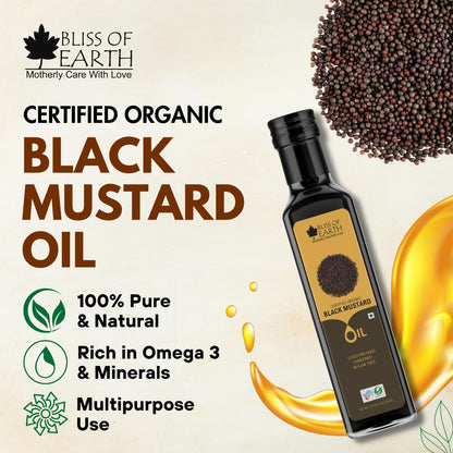 Bliss of Earth 500ML Certified Organic Mustard Oil For Cooking & Hair, Cold Pressed, Hexane Free (Pet bottle)