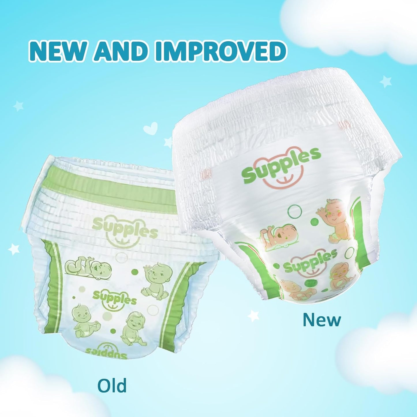 Supples Premium Baby Diaper Pants | 54 Baby Diapers | XL | 12-17 Kg | 12 Hrs Absorption | Cushiony Cotton Soft Fabric | Phthalates-Free | Triple Leak Guard