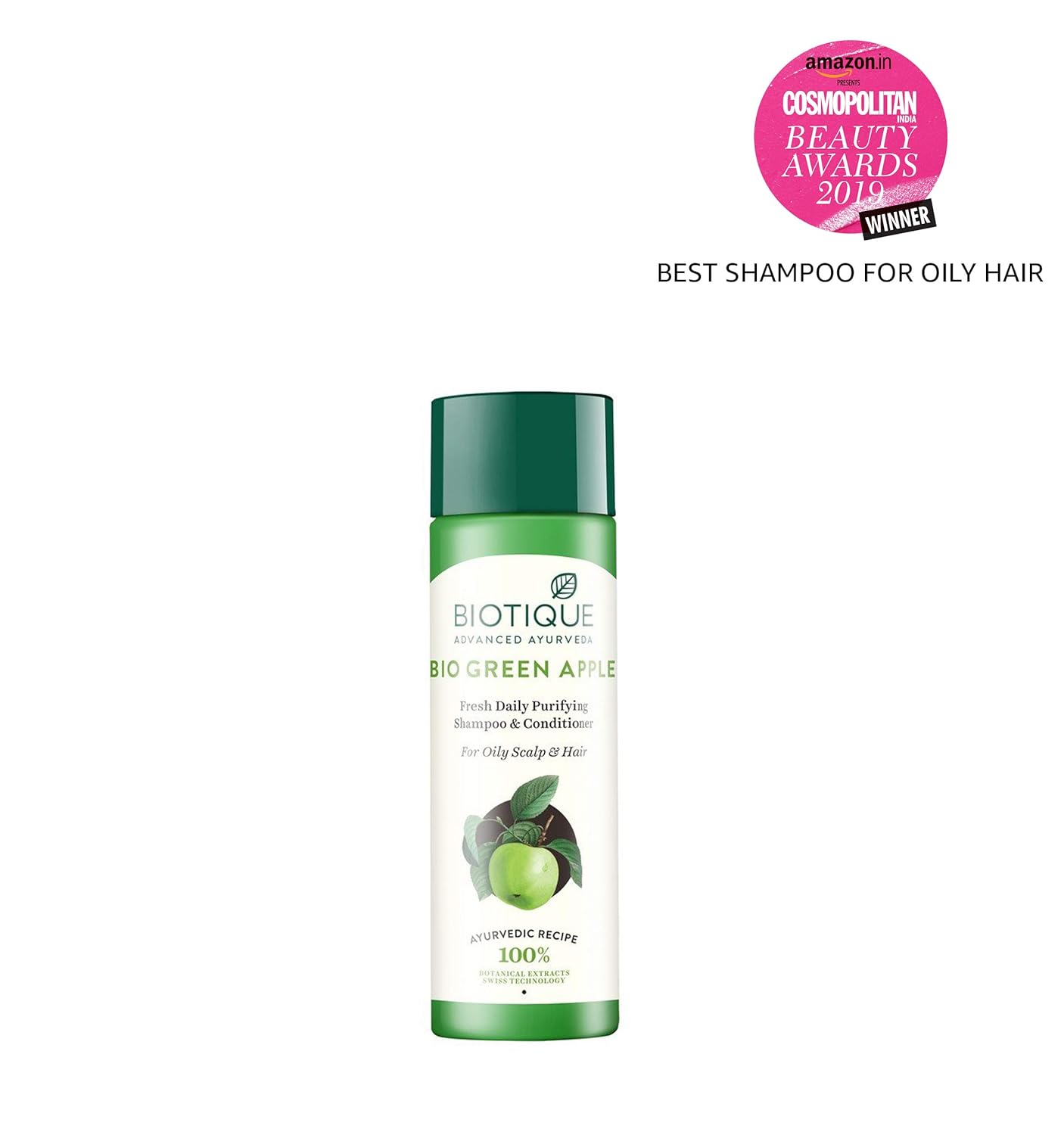 Biotique Bio Green Apple Fresh Daily Purifying Shampoo and Conditioner for Oily Scalp and Hair, 180m And Biotique Bio Green Apple Fresh Daily Purifying Shampoo And Conditioner, 190ml