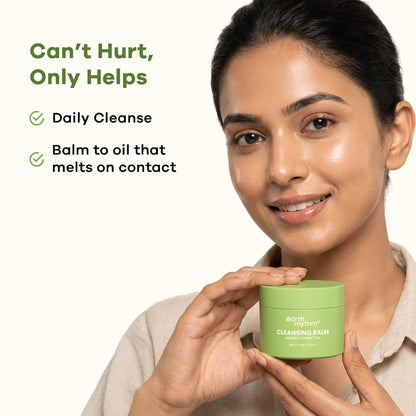 Earth Rhythm Matcha Green Tea Cleansing Balm Removes Makeup in 10 Seconds, Gentle cleansing. No Parabens & Sulphates