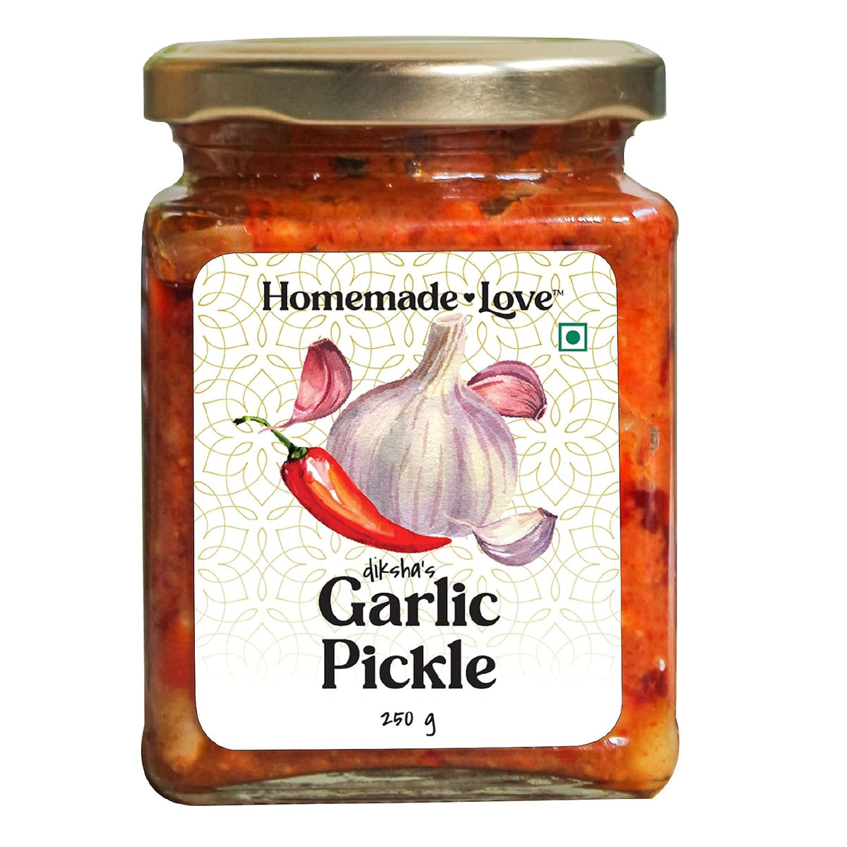 Homemade Love Garlic Pickle | Spicy Lasun ka Achaar Made with Raw Garlic, Ginger, Hing, and Spices