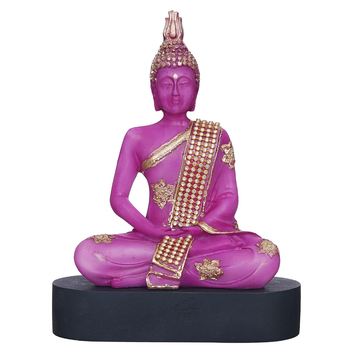 Purple and Golden Resin Handcrafted Meditating Lord Buddha Statue | Serene Home Decor for Living Rooms, Meditation Spaces, and Offices | Spiritual Gift for Diwali, Housewarming