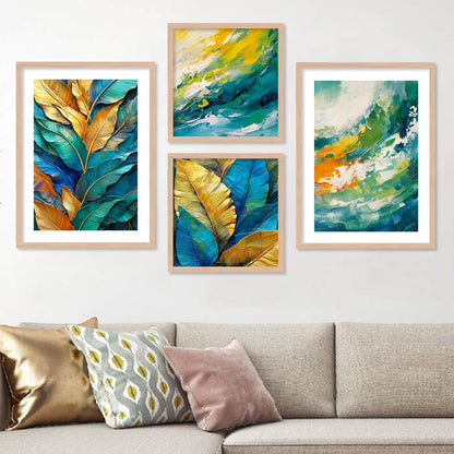 Premium Digital Paintings with Frame for Home Decoration - Painting for Living Room Bedroom Office - Painting for Wall Decoration - Pack of 4 (E)