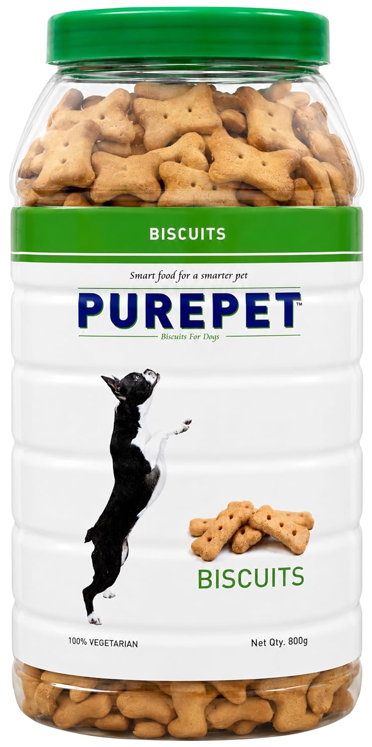 Purepet Dog Treats Biscuits for All Life Stages 800g Pack | 100% Vegetable Flavour | Active Behaviour | Oral Health | Training and Behaviour | Healthy Immune System