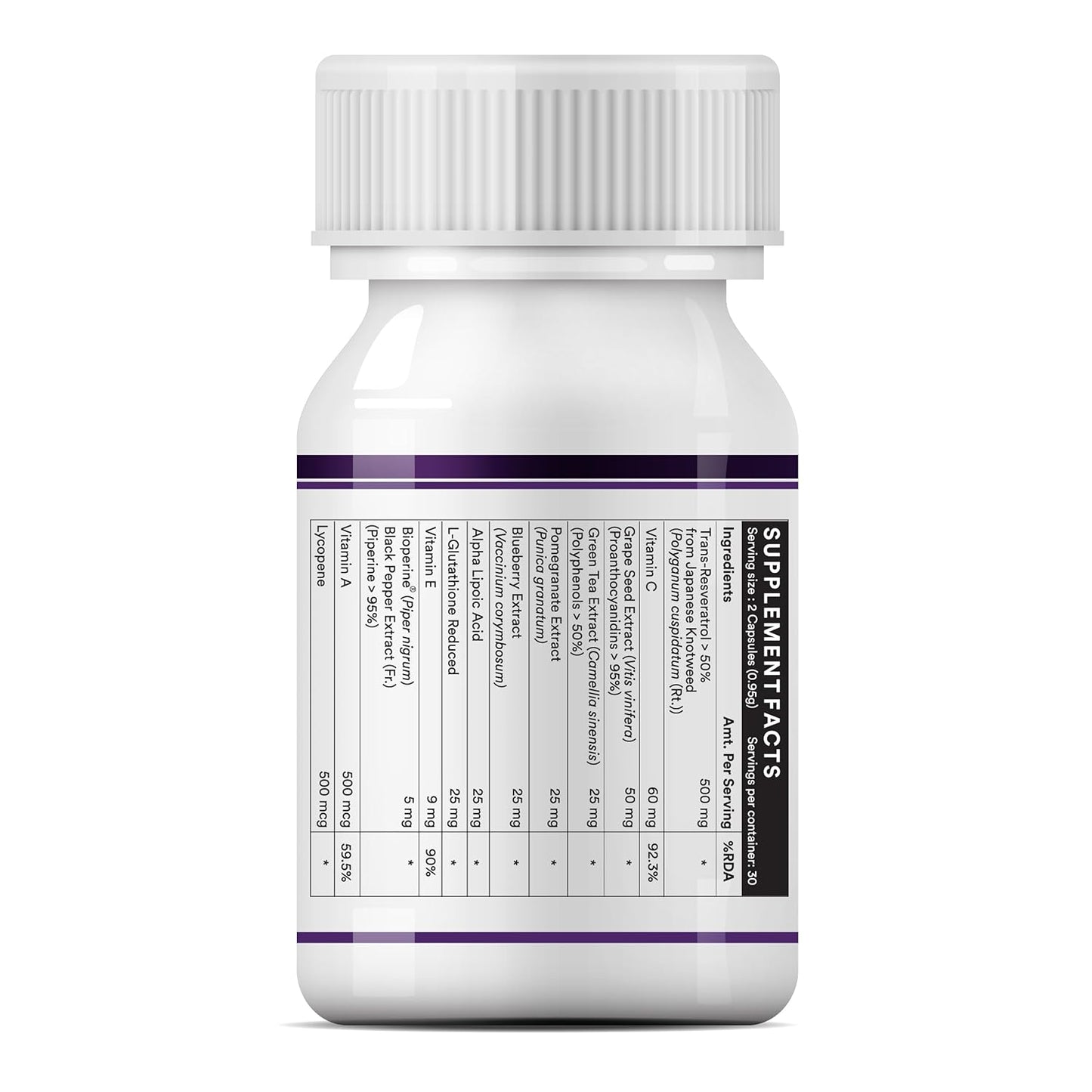 INLIFE Resveratrol Supplements - 750 mg Antioxidant Formula with Japanese Knotweed (Trans-Resveratrol), Grape Seed, Lycopene, Vitamin E & C - 60 Veg Capsules - Supports Skin, Heart Health
