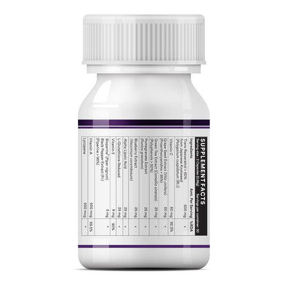INLIFE Resveratrol Supplements - 750 mg Antioxidant Formula with Japanese Knotweed (Trans-Resveratrol), Grape Seed, Lycopene, Vitamin E & C - 60 Veg Capsules - Supports Skin, Heart Health