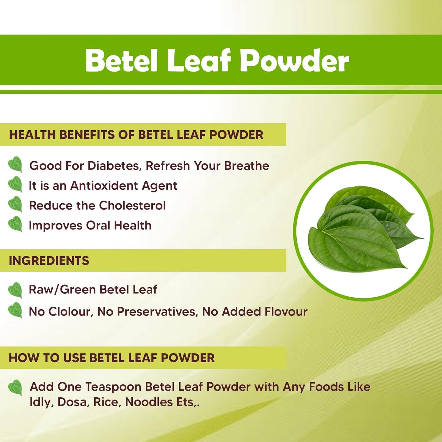 Simply Earth Organic Betel Leaf Powder | Paan Leaf Powder | Vetrilai | Banarasi Paan Powder - 100 GM