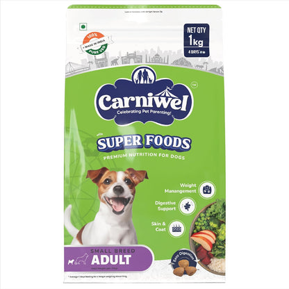 Carniwel Superfoods Adult Dry Dog Food 1Kg | 100% Vegetarian | Fresh & Natural Ingredients | Highly Palatable | GMO Free | Premium Nutrition for Small Dogs