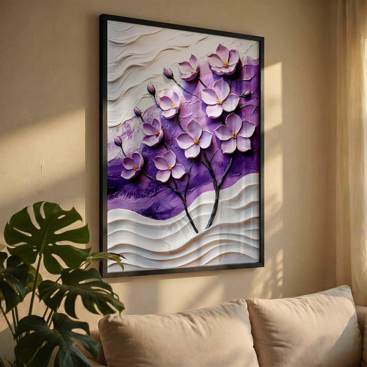 blue flower Wall Painting Home Decoration With Frame For Living Room Bed Room Hotel Wall Decor Digital Reprint (13X17 INCH)