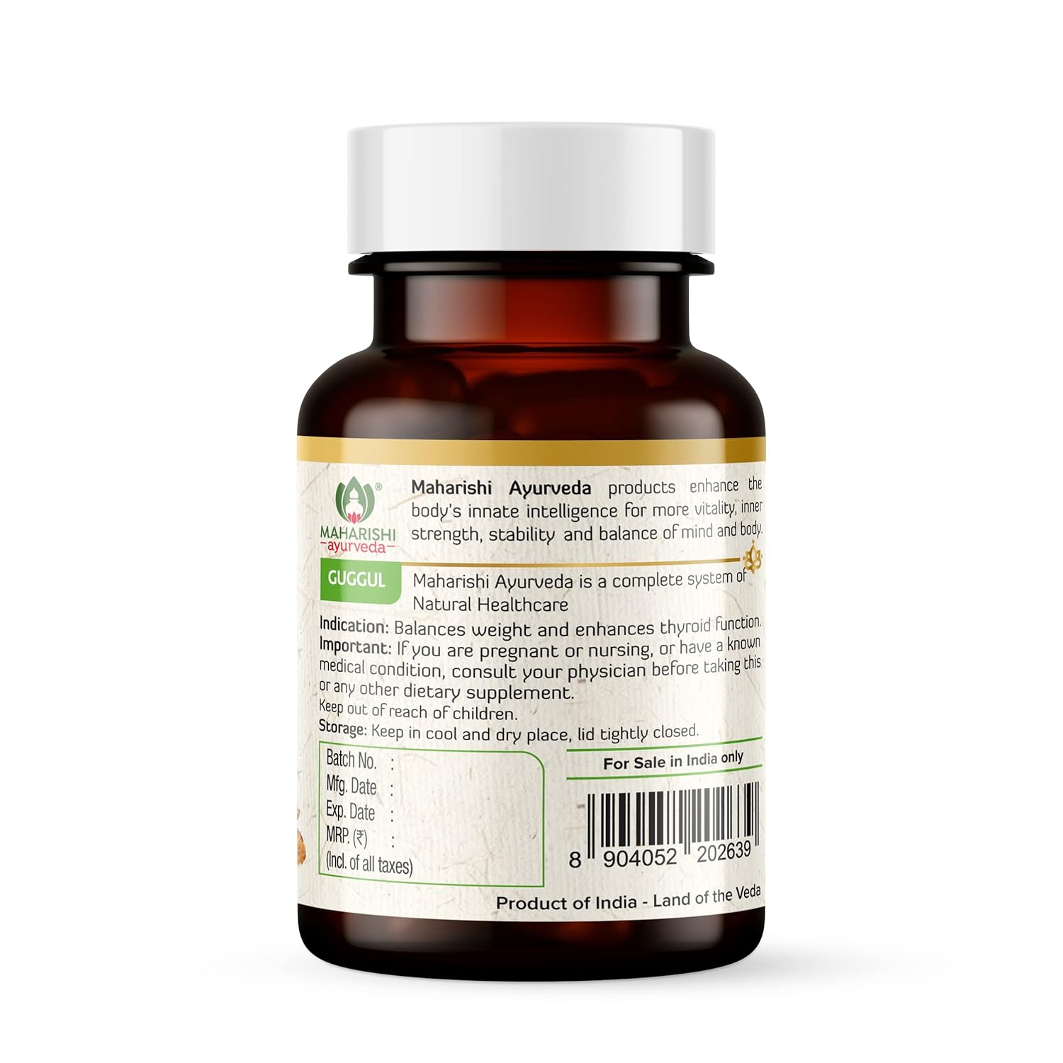 Zephivo Maharishi Ayurveda Organic Guggulu Tablets | Supports Healthy Cholesterol Levels & Digestion| Joints Detoxification | Weight Management | Antioxidant - 60 Tablets
