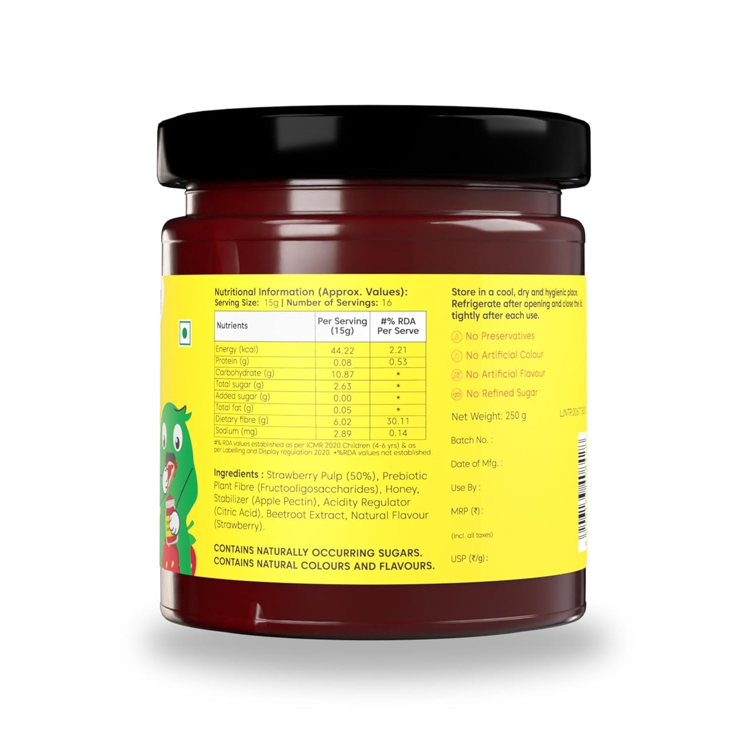 Little Joys Strawberry Honey Jam 250g | 100% Pure Natural Jam with No Added Sugar, No Preservatives, No Artificial Flavors | Made with Real Strawberries & Honey | Healthy, Gut-Friendly Spread