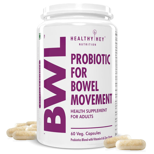 HealthyHey Nutrition BWL - Probiotic For Bowel Movement - 60 Vegetable Capsules