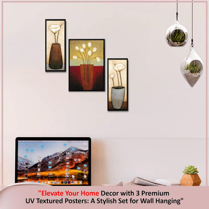 Wall Painting Frames For decor, Pictures Frame For Living Room, Home Decoration, Bedroom, Set of 3, 1pc- 23 x 30 cm, 2pc- 12.5 x 30 cm (Design 11)