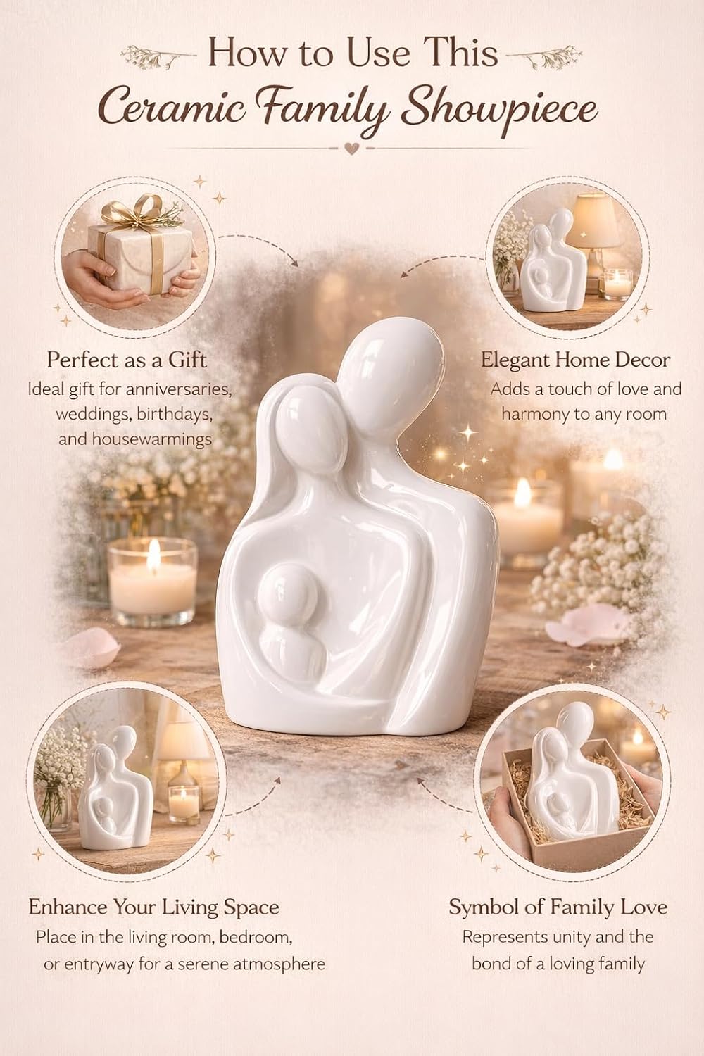 CraftVatika Family Showpiece Home Decor Items for Living Room, Bed Room, Decoration for Center Table, Wall Shelf, Desk Decor for Home Office, Housewarming Gifts, Baby Shower Gifts