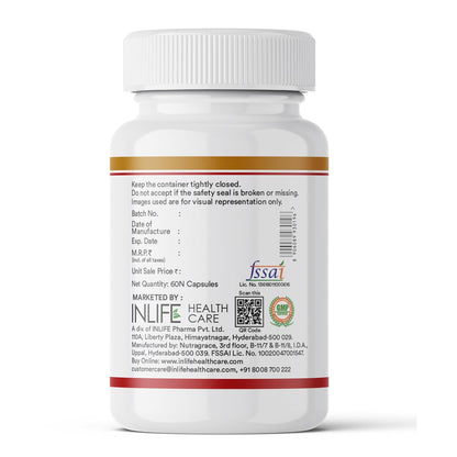 INLIFE Evening Primrose Oil Capsules 500mg | 10% Gamma Lionlenic Acid | Supplement for Hair and Skin - 60 Liquid Filled Capsules (Pack of 1)