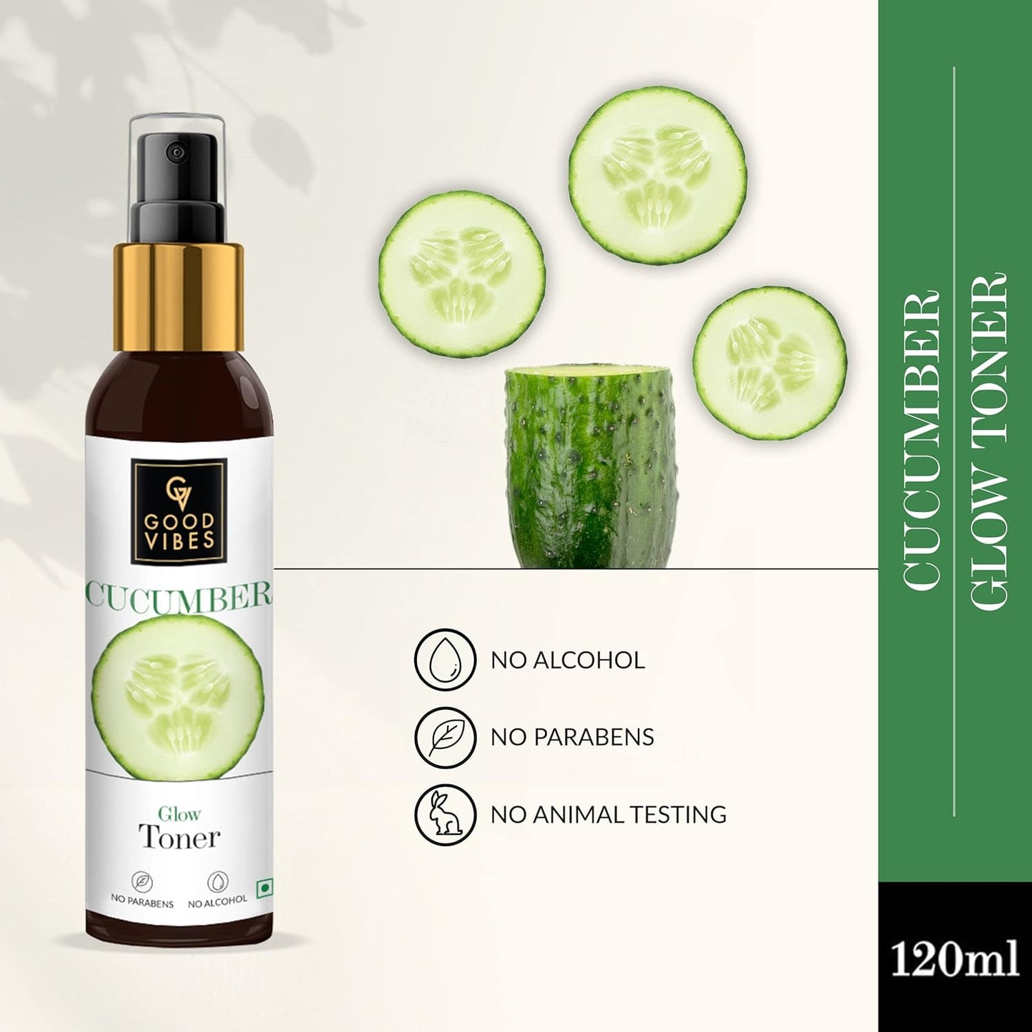 Good Vibes Cucumber Glow Toner 120 ml, Hydrating Pore Tightening Moisturizing Revitalising Face Spray Toner for All Skin Types, Natural, No Alcohol, Parabens & Sulphates, No Animal Testing