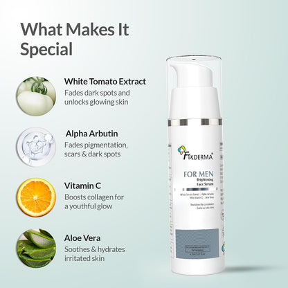 Fixderma Brightening Face Serum for Men |Vitamin C & Alpha Arbutin Serum- 30ml