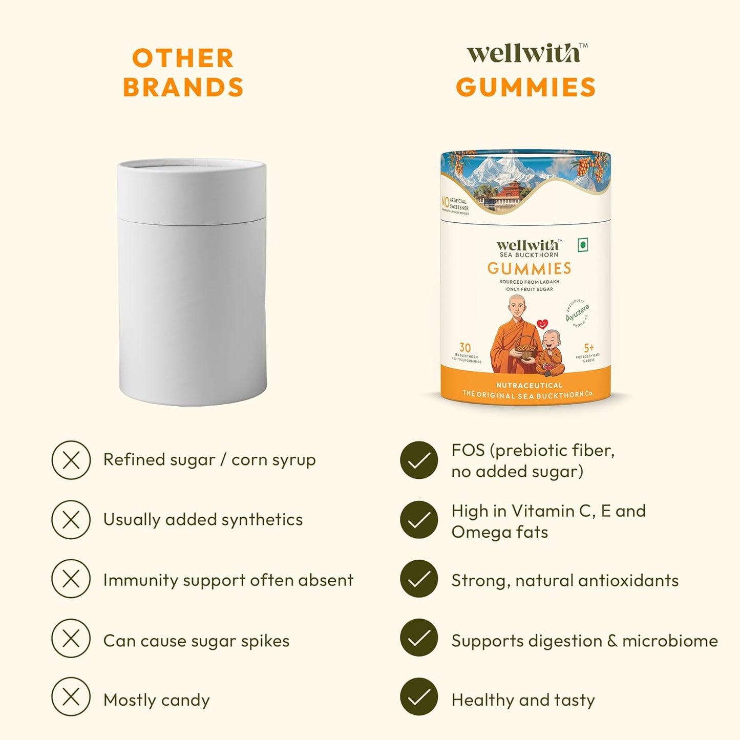 Wellwith Sea buckthorn Gummies for kids and adults, Vitamin C Rich, multivitamin supplement, Immunity (60 Gummies,Pack of 1)