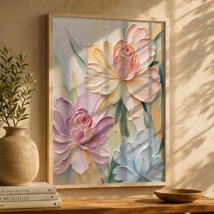 Floral Wall Art Home Decoration | Aesthetic Floral Paintings With Frame For Living Room Bed Room Hotel Wall Decor Digital Reprint Set of 1 (14X20)
