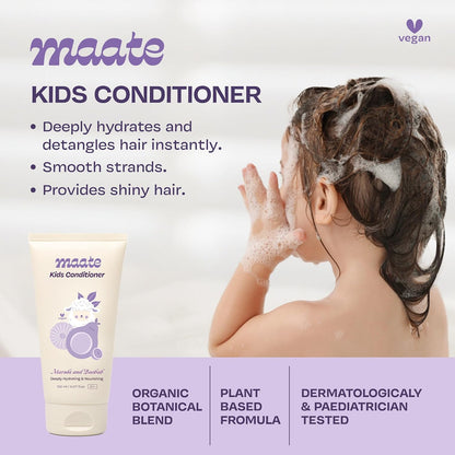 Maate Marula & Baobab Kids Conditioner 150 ml | For Curly & Frizzy Hair | Naturally Nourishes and Hydrates Hair | Enriched With Coconut & Olive Oil | Vegan | Tangle-Free | For Kid 3 Years and Older